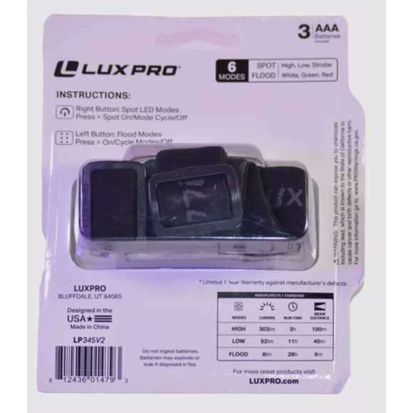 LUXPRO LP345V2 Headlamp 303 Lumens Multi-Color Extended Run Time - Picture 9 of 9